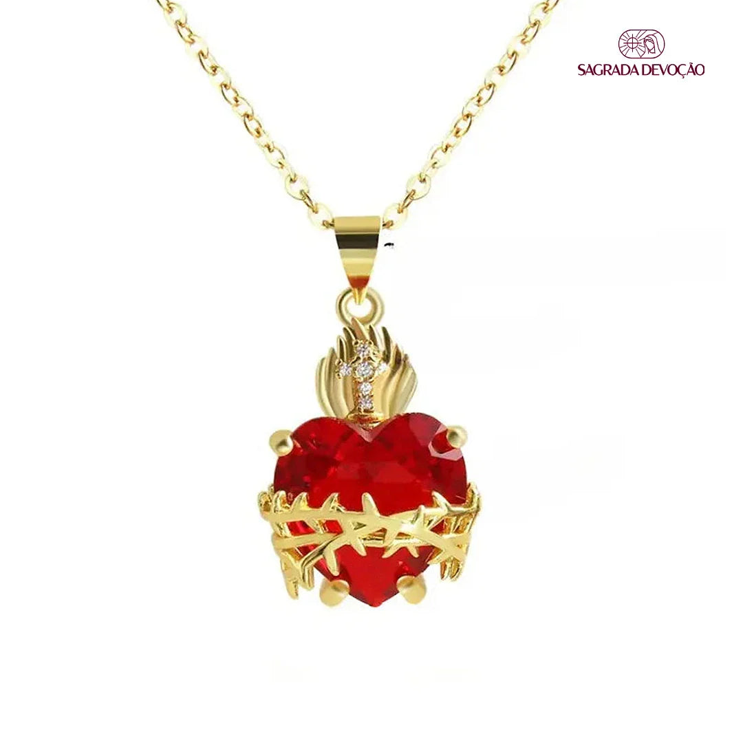 Colar Sagrado Coração de Jesus | Folheado a Ouro