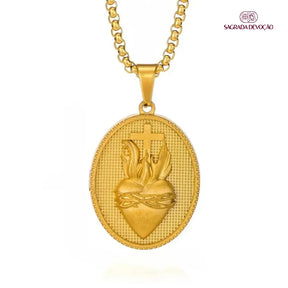 Colar Sagrado Coração de Jesus - Ouro 18K