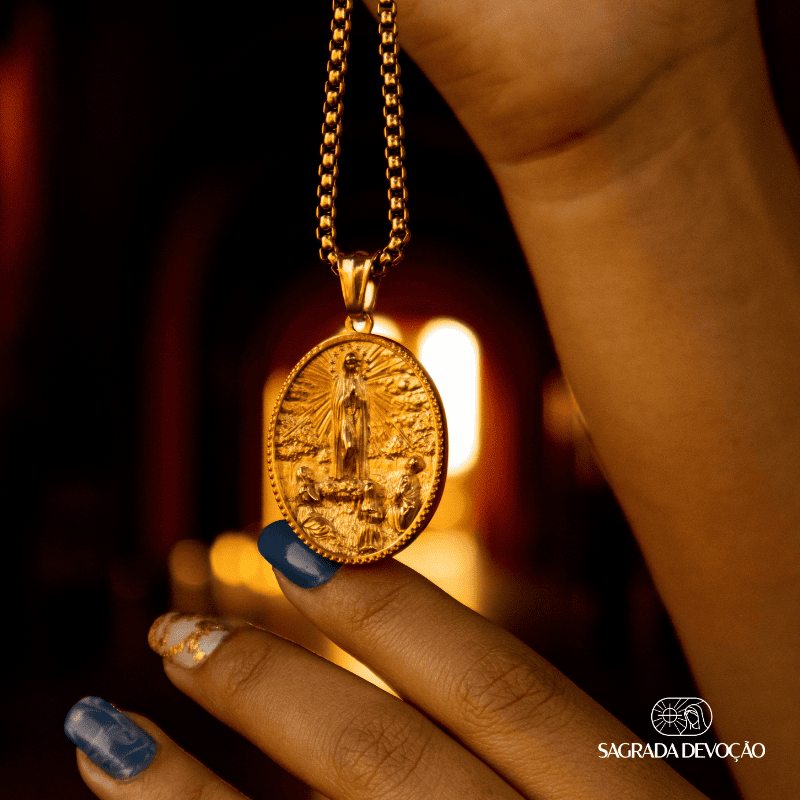 Colar Nossa Senhora de Fátima - Ouro 18K