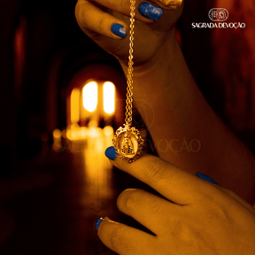 [COMPRE 1 LEVE 2] Colar Retrato Nossa Senhora Aparecida - Zircônia Premium Ouro 14K