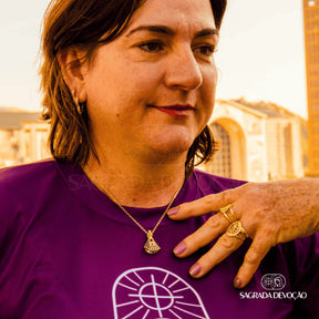 [COMPRE 1 LEVE 2] Colar Nossa Senhora Aparecida Dupla Face - Zircônia Premium & Ouro 14K