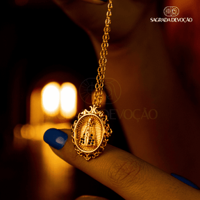 [COMPRE 1 LEVE 2] Colar Retrato Nossa Senhora Aparecida - Zircônia Premium Ouro 14K