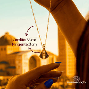 [COMPRE 1 LEVE 2] Colar Nossa Senhora Aparecida Dupla Face - Zircônia Premium & Ouro 14K