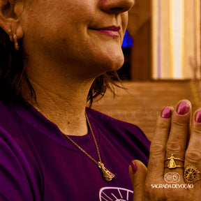[COMPRE 1 LEVE 2] Colar Nossa Senhora Aparecida Dupla Face - Zircônia Premium & Ouro 14K