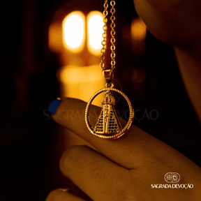 [COMPRE 1 LEVE 2] Colar Aura Nossa Senhora Aparecida Dupla Face | Zircônia Premium Ouro 14K