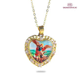 Colar Coração São Miguel Arcanjo Ouro 14K