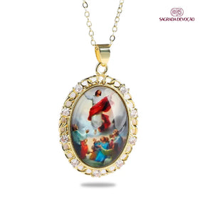 Colar Religioso de Zircônias em Ouro 14K