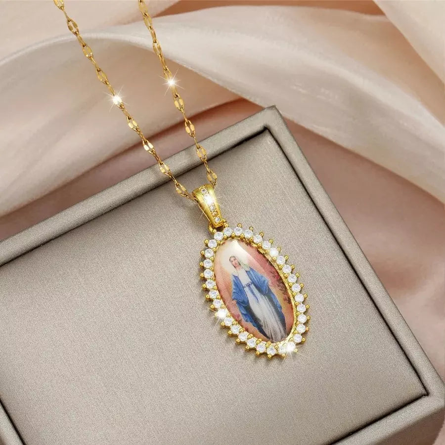 Colar Nossa Senhora das Graças Pedras de Zircônia