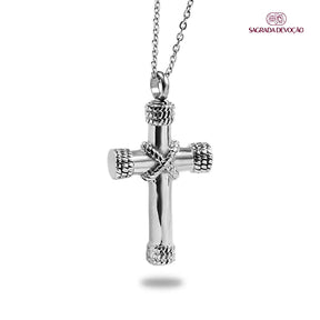 Colar Cruz com Corda Amarrada