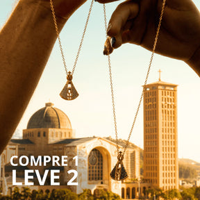 [COMPRE 1 LEVE 2] Colar Nossa Senhora Aparecida Dupla Face - Zircônia Premium & Ouro 14K