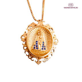 [COMPRE 1 LEVE 2] Colar Retrato Nossa Senhora Aparecida - Zircônia Premium Ouro 14K